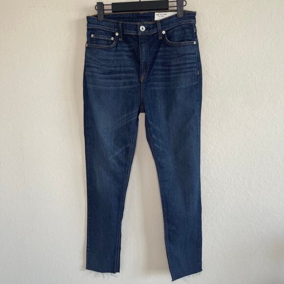 Rag & Bone Nina High-Rise Ankle Skinny in Kayt Dark Women’s Raw Hem - Size 28 - Picture 2 of 6